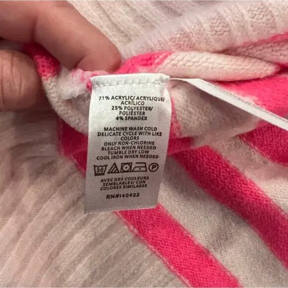 NWT LOFT Pink & Fuchsia Stripe Cowl Neck Tunic Sweater - Picture 4 of 7